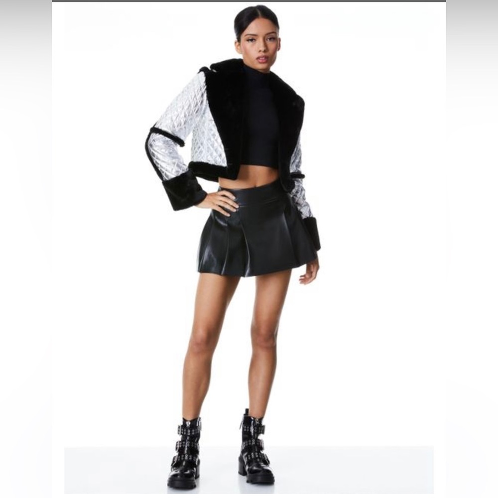 Alice and Olivia Luisana Quilted Vegan Leather Coat in Size xs